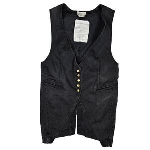 Current/Elliott Womens Black Denim Vest sz 2